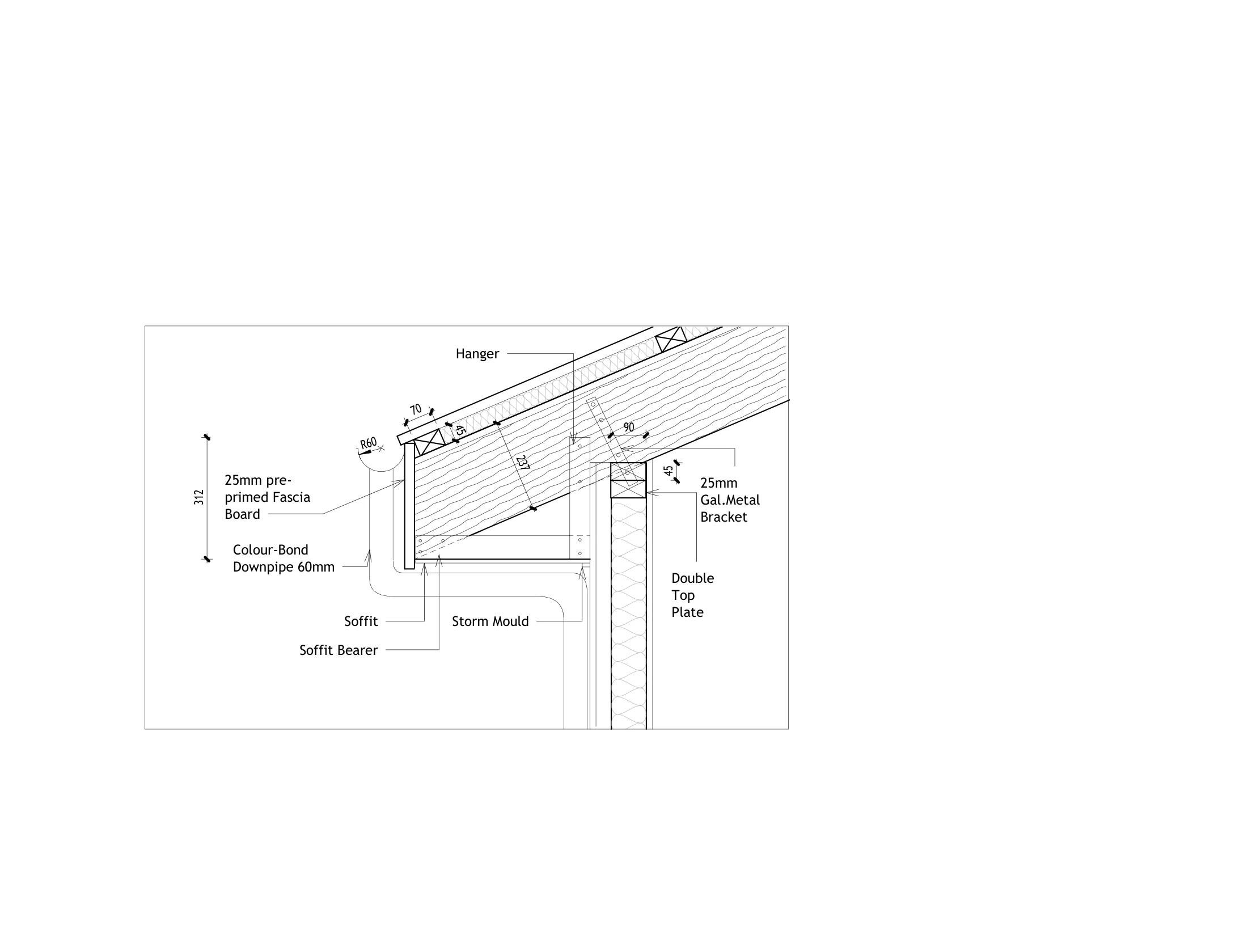 The construction junction: A detailed study of the eaves, wall frame and roof drainage assembly.