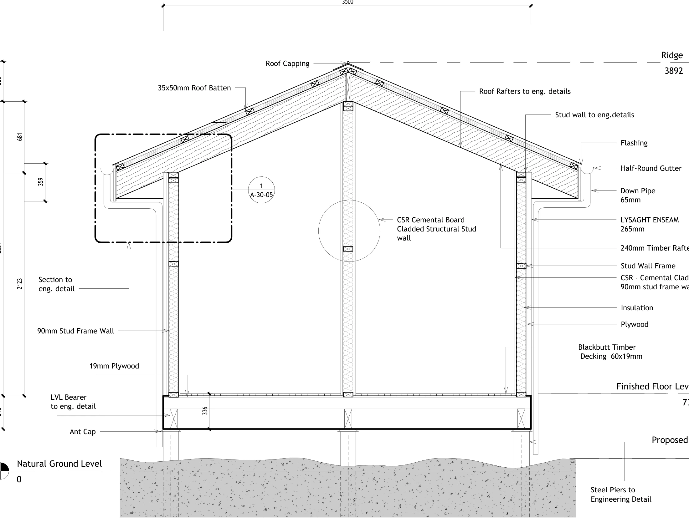 Elemental Pavilion architectural section drawing